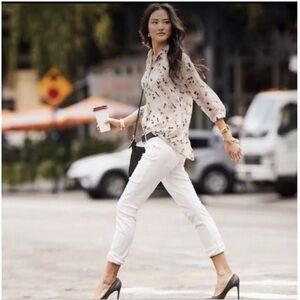 CABI Matinee Blouse Women’s XS 5204 Gray Micro Floral Sheer Layering Long Sleeve